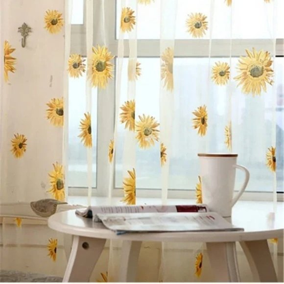 Curtains 2 Panels Sheer Sunflower 🌻 - Picture 4 of 6